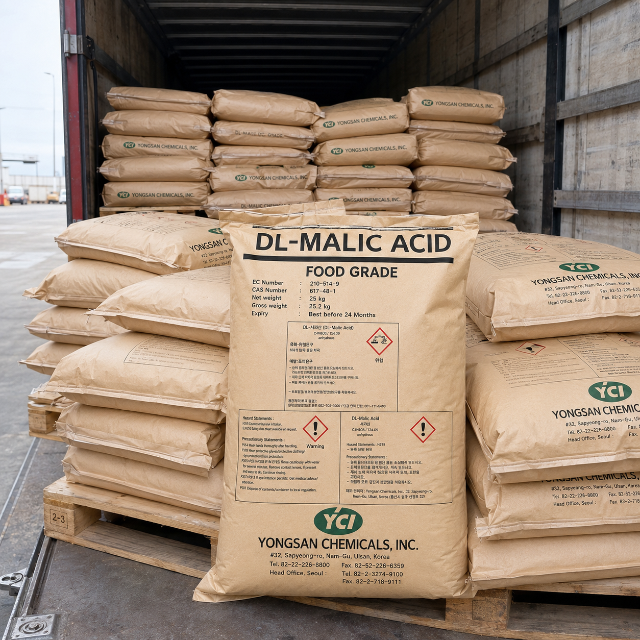 bảo quản DL-Malic Acid Food Grade Hàn Quốc 25kg bao