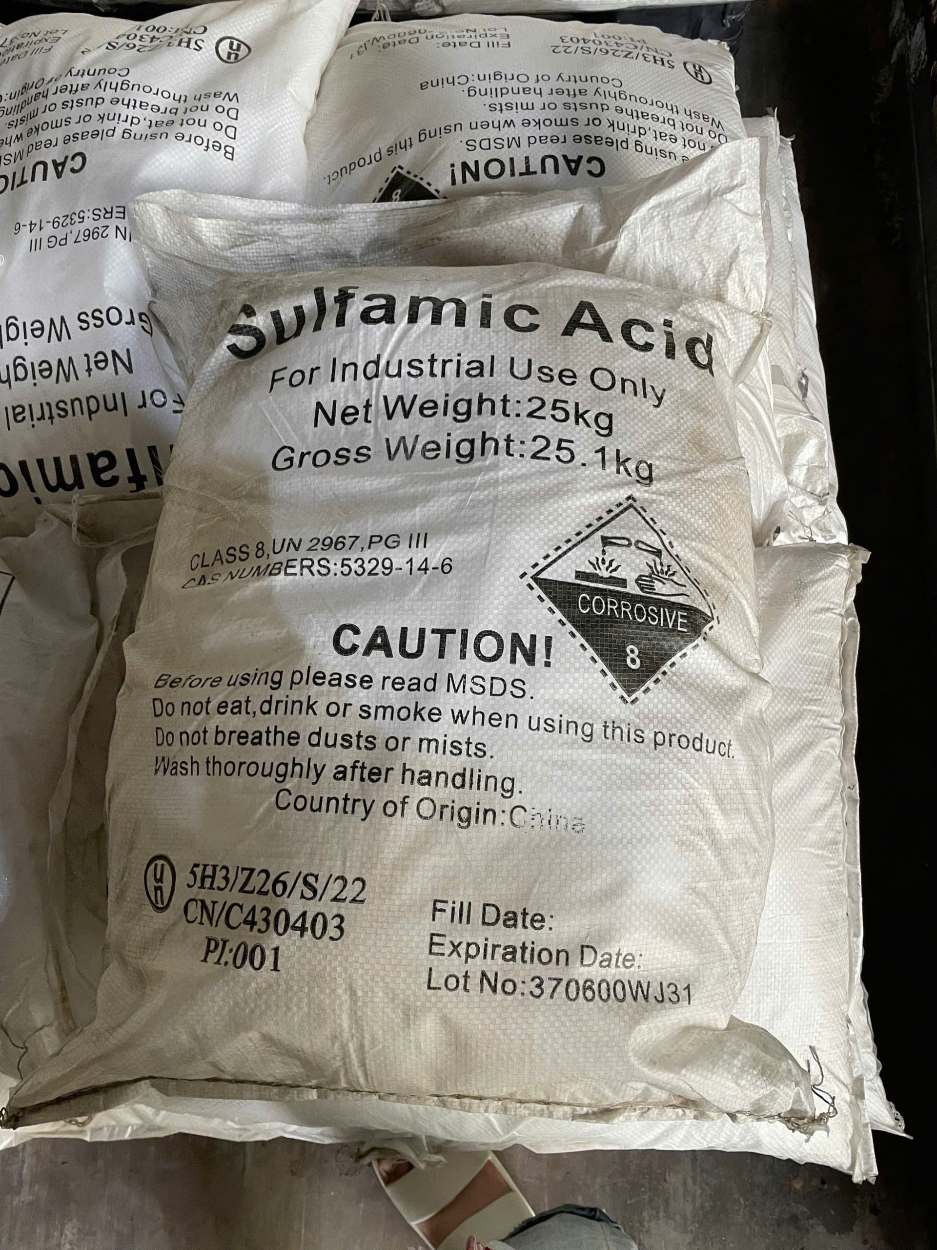 Sulfamic Acid H3NSO3 99% Trung Quốc 25kg bao