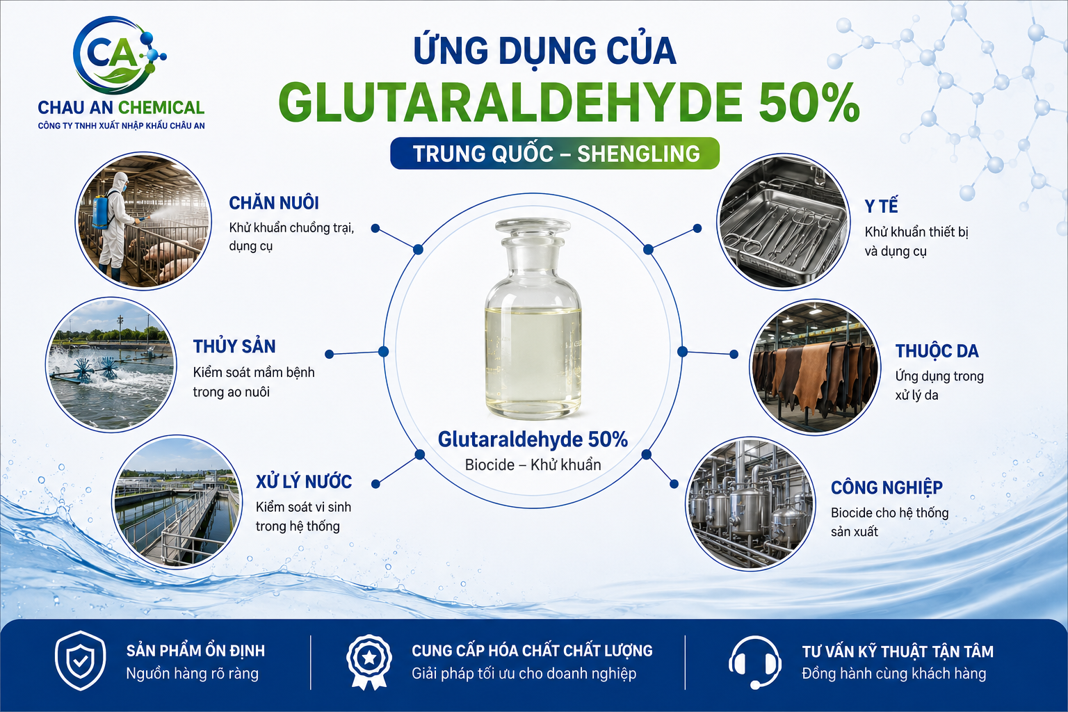 ứng dụng glutaraldehyde trong xử lý nước dầu khí và công nghiệp
