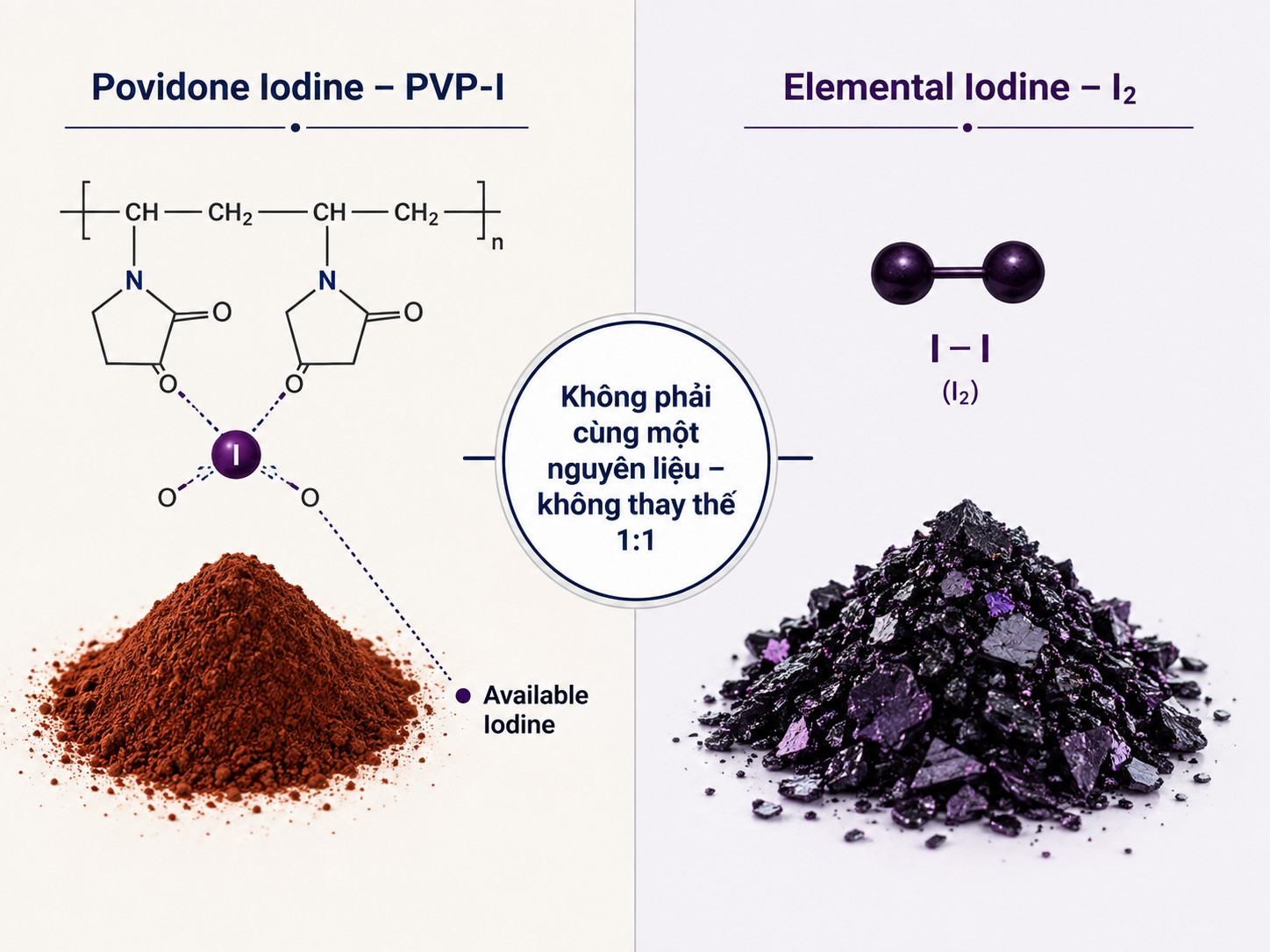phân biệt PVP Iodine và iodine nguyên tố