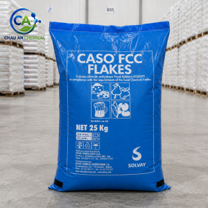 CASO FCC Flakes Calcium Chloride Dihydrate CaCl₂·2H₂O INS509 Solvay Ý 25kg/Bao