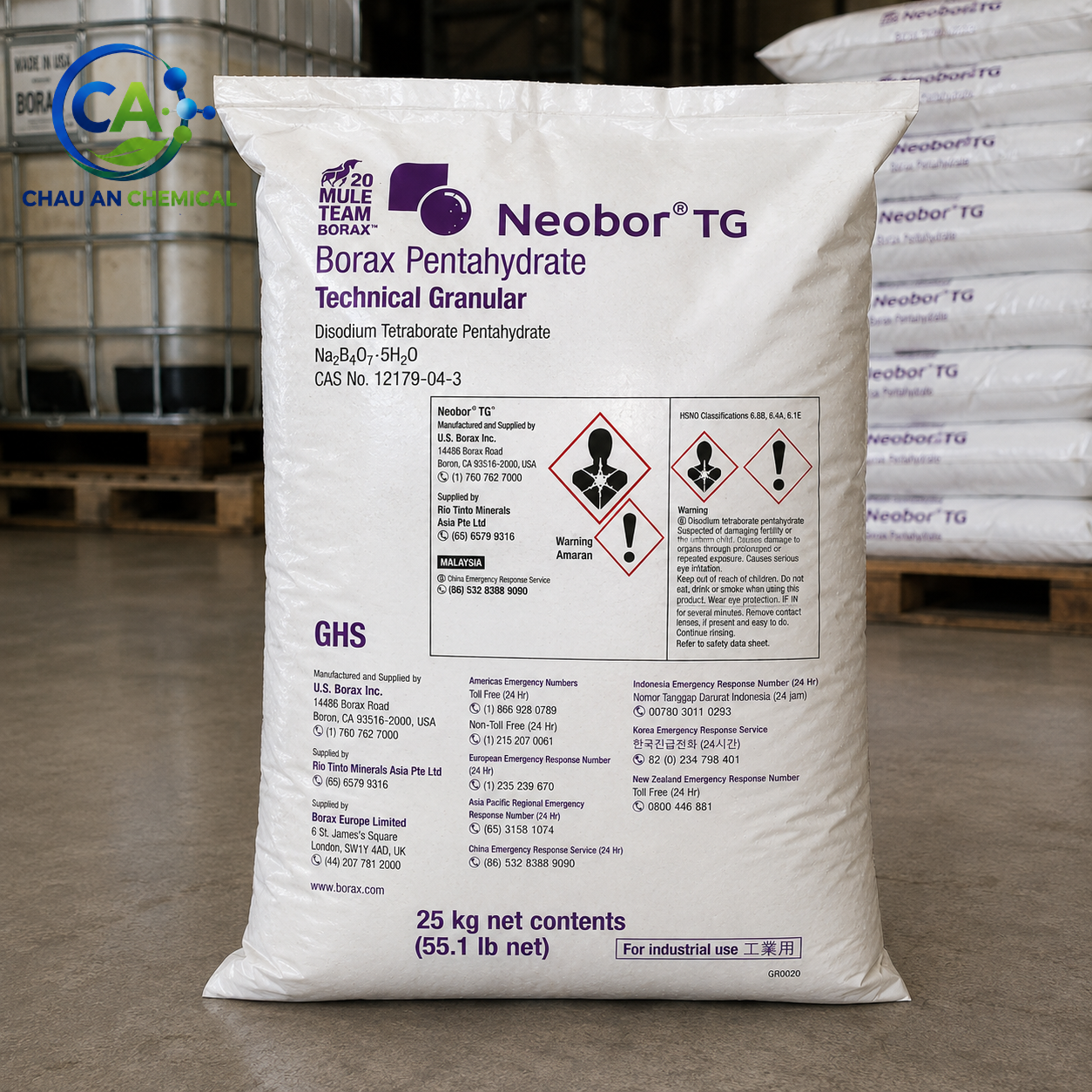 Borax Mỹ Na₂B₄O₇·5H₂O