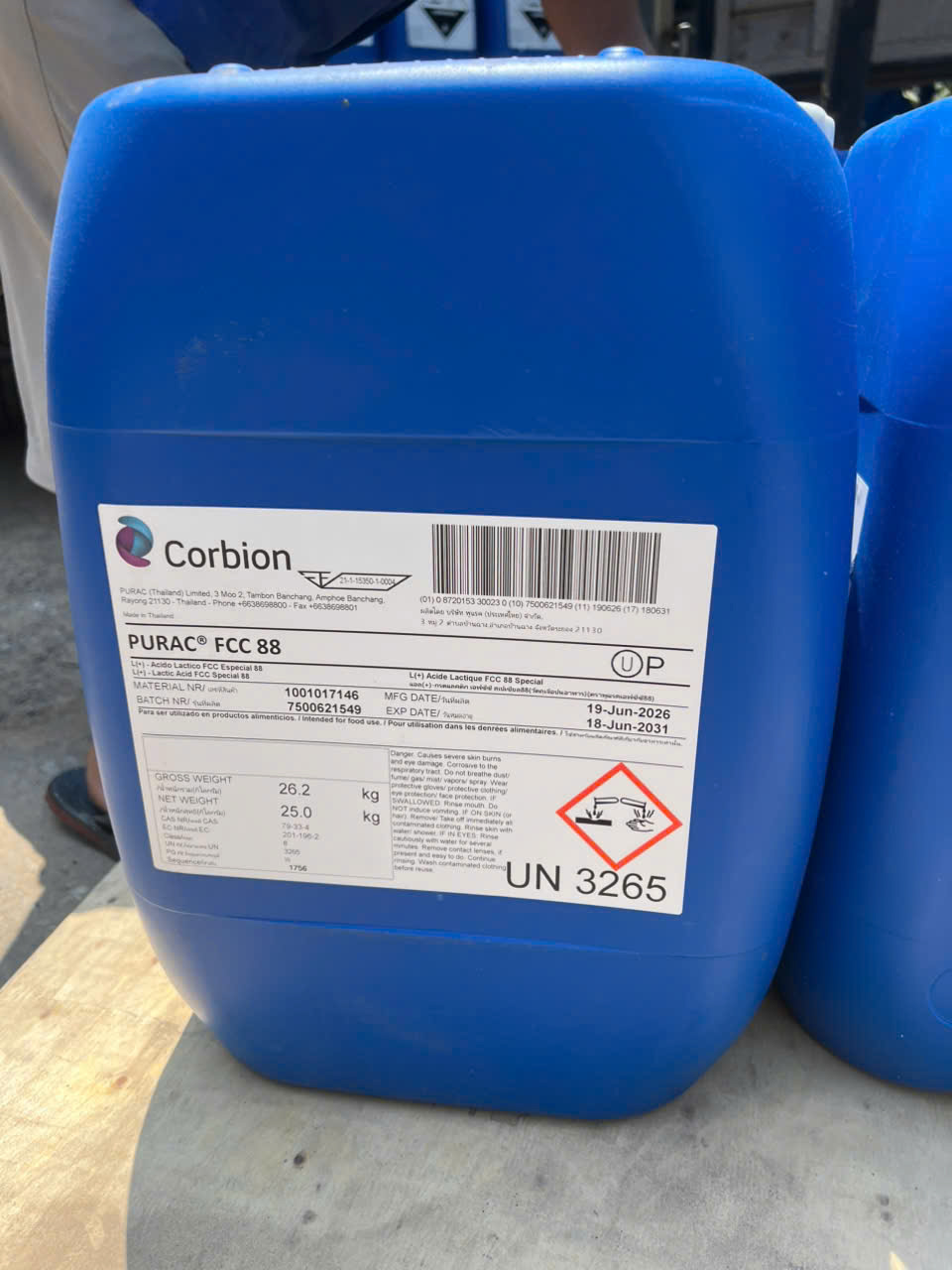 Axit Lactic 88% PURAC FCC 88 Corbion Thái Lan 25kg/Can