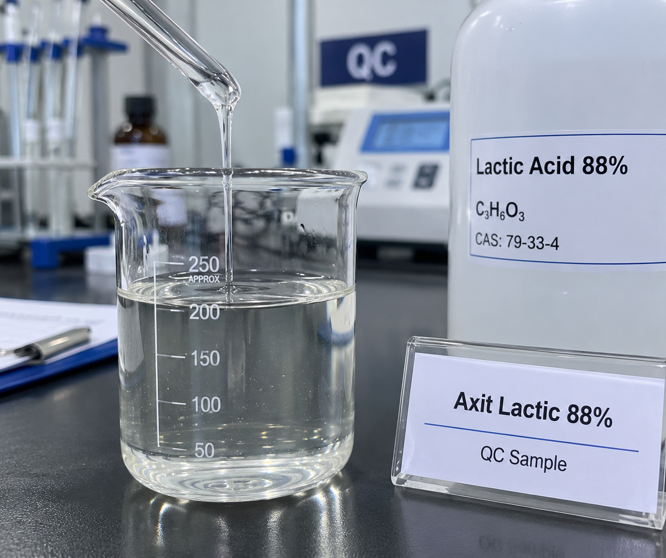 Ngoại quan Axit Lactic PURAC FCC 88 dạng chất lỏng trong hơi nhớt