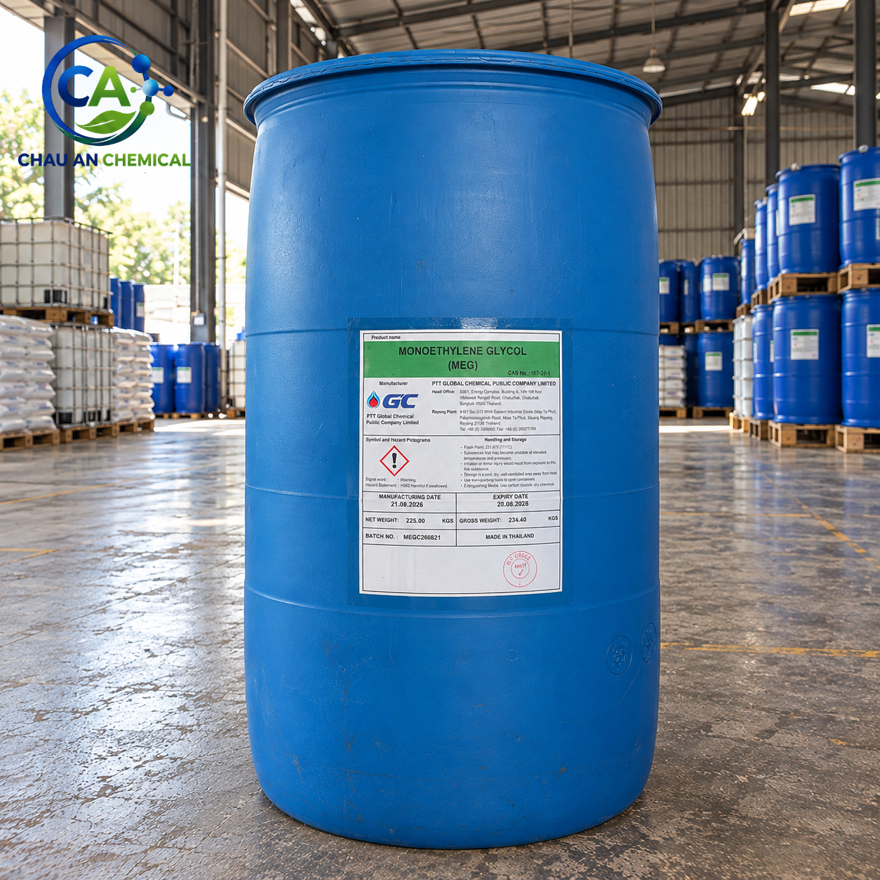 Monoethylene Glycol MEG PTT Thái Lan 225kg – CAS 107-21-1
